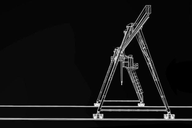 3D-model Industriële constructie cran geïsoleerd op zwarte achtergrond