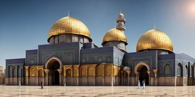 A 3d model of a mosque in the city of mecca.