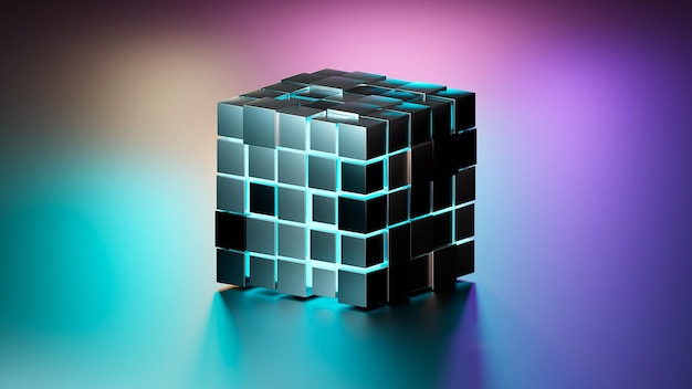 Фото 3d модель куба с радиацией внутри