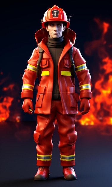Фото 3d модель персонажа пожарного