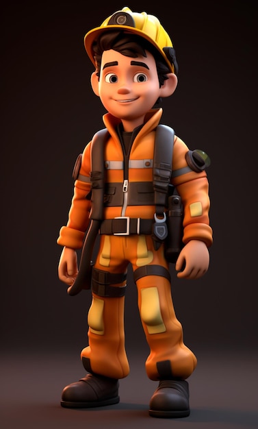 Фото 3d модель персонажа пожарного