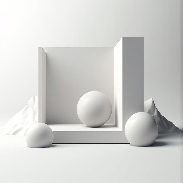 3d model of open box and balls