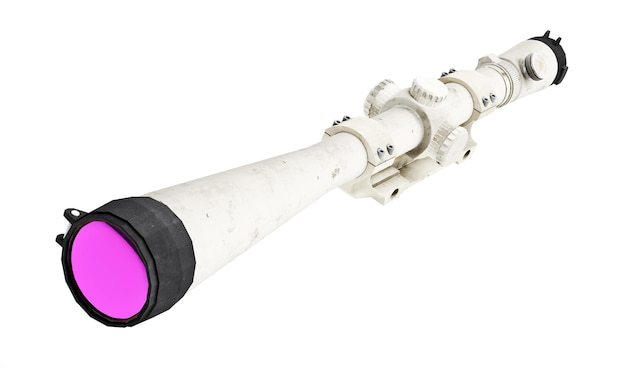 白い背景に分離された武器の3Dモデルの光学照準器