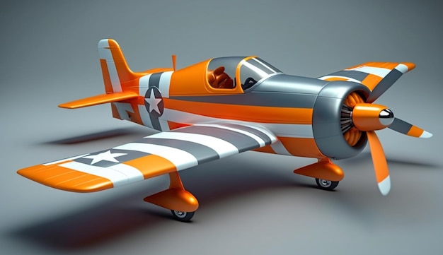 A 3d model of an orange star wars plane