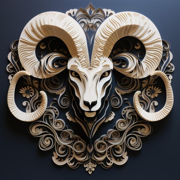 3D model paper concept of Aries zodiac