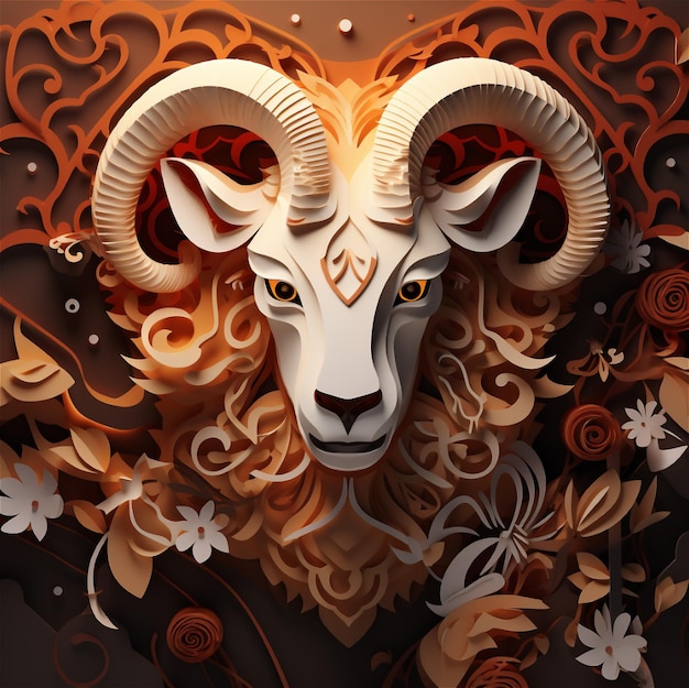 3D model paper concept of Aries zodiac