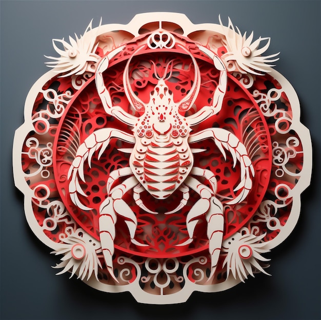 3D model paper concept of Cancer zodiac