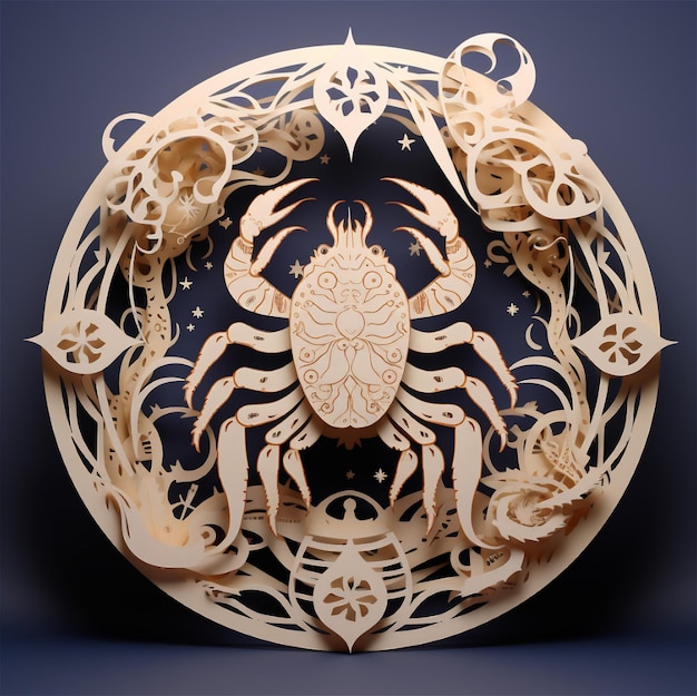 3D model paper concept of Cancer zodiac