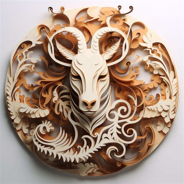3D model paper concept of Capricorn zodiac