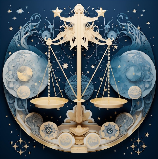 Photo 3d model paper concept of libra zodiac