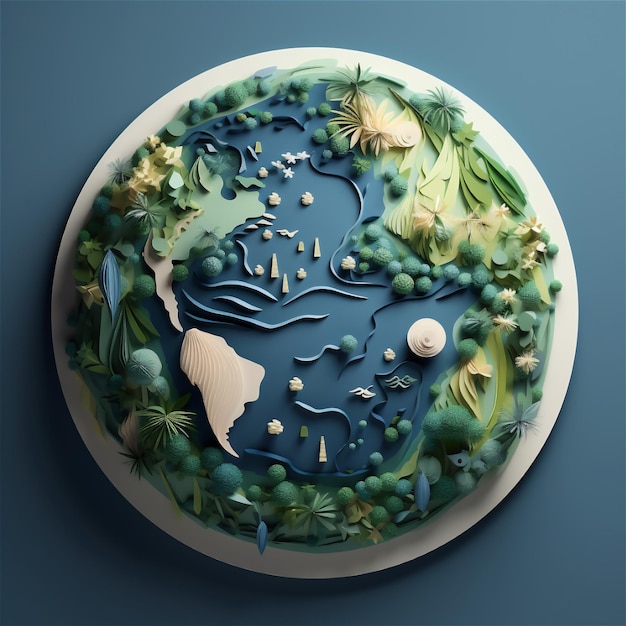 3D model paper concept of planet Earth