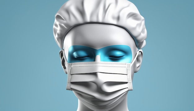 Photo a 3d model of a person wearing a surgical mask