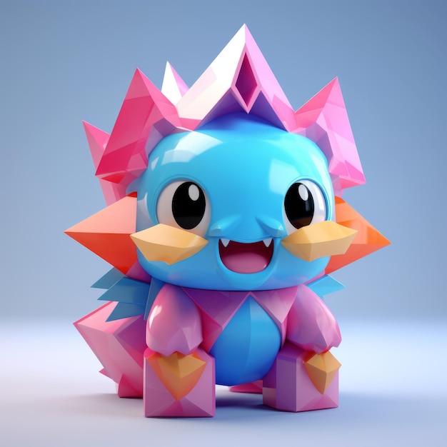 3d model of a pink and blue pokemon toy