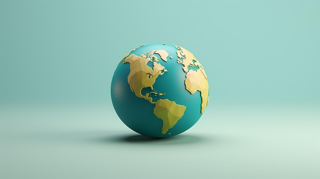地球の3Dモデルは平らな背景で Ai Generated