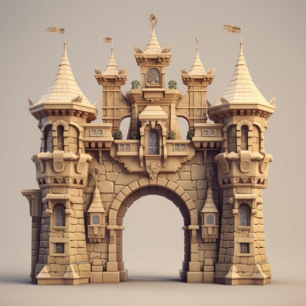 3d Model Of Queen Anne Architecture Medieval Entrance Gate For C