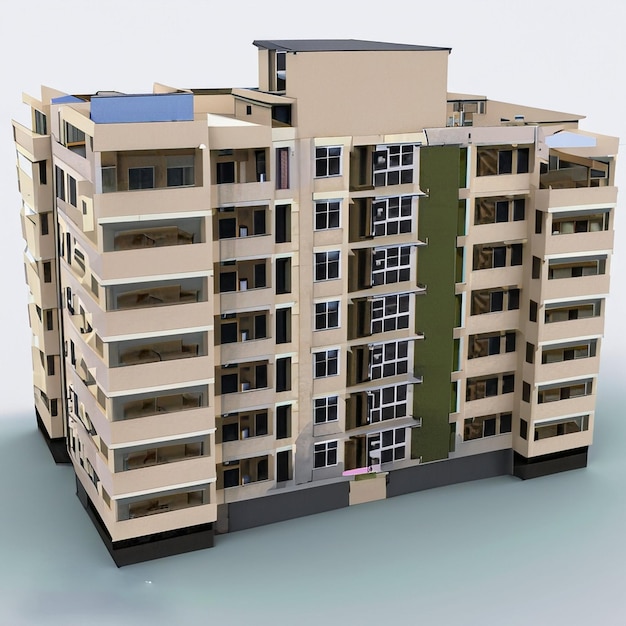 Premium Ai Image 3d Model Of Residential Building Premium Ai Image 3d Model Of Residential Building