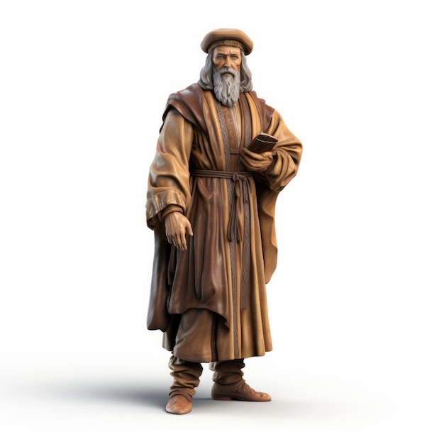 Photo 3d model of robed man in the style of historical allegories