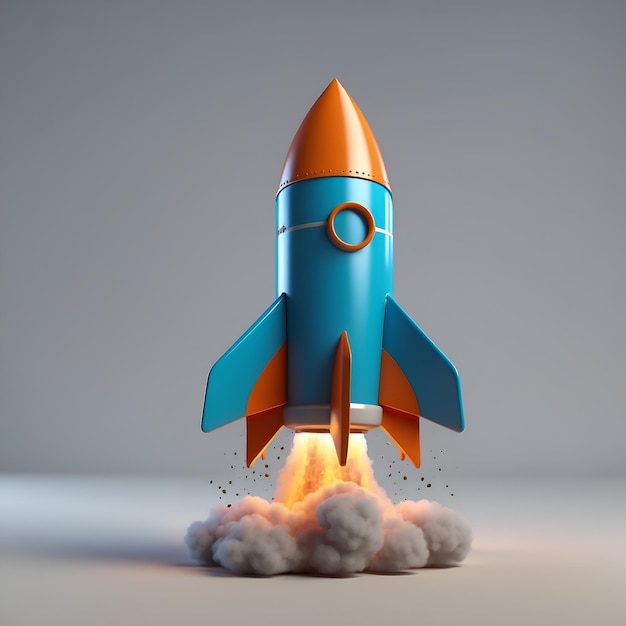 3D-модель ракеты с дымом