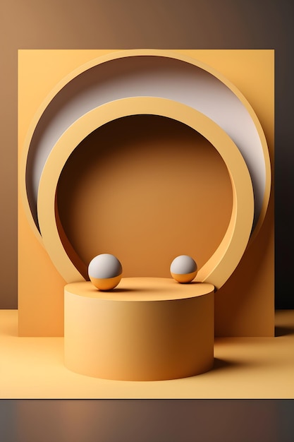 A 3d model of a round object with two white balls on it.