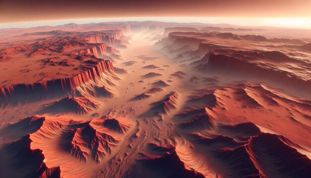 Фото 3d-модель сцены valles marineris на марсе иллюстрация