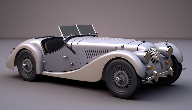 A 3d model of silver and white car