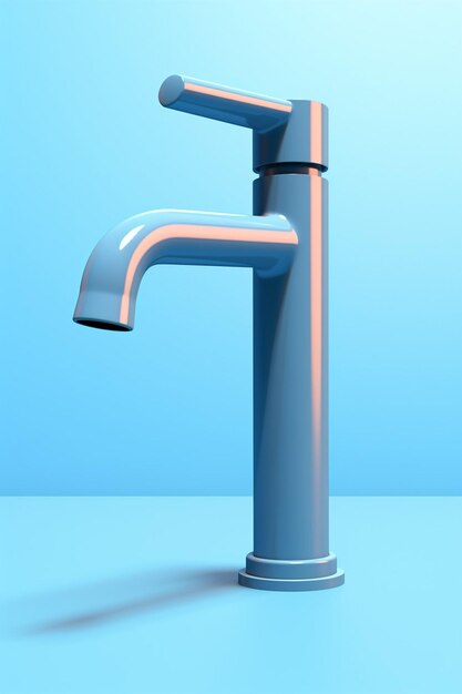 Photo a 3d model of a simplistic modern water faucet with a single drop hanging