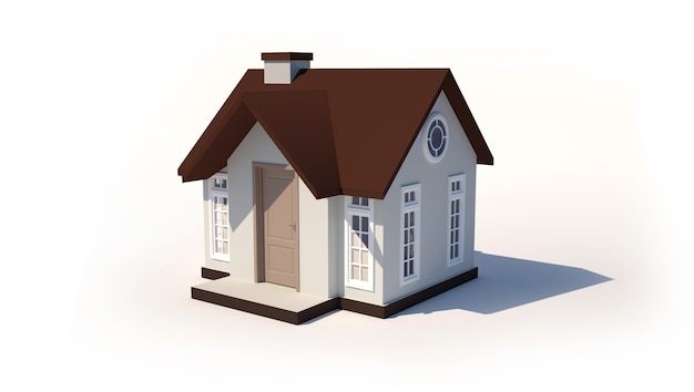 Photo 3d model of a small house isolated