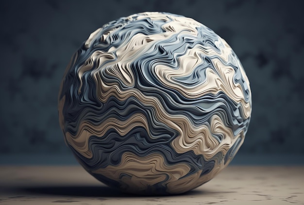 A 3d model of a sphere with the texture of the marble.