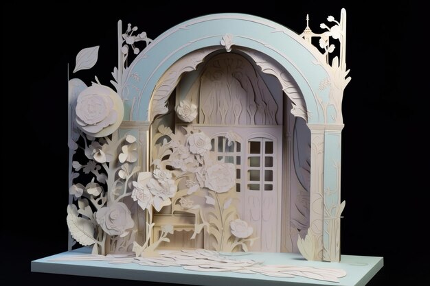 3D model of stage pastel color fancy papercut