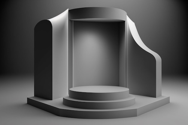 A 3d model of a stage with a round podium.