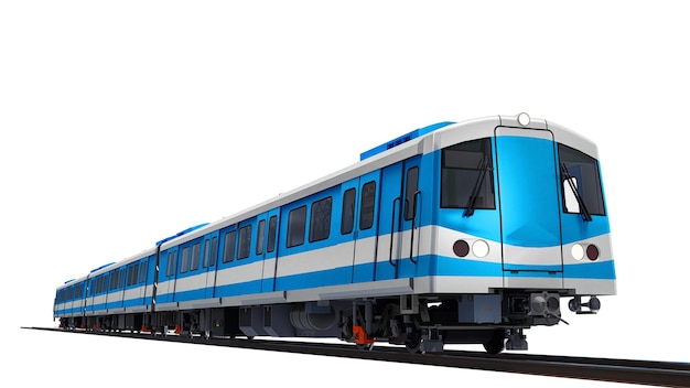 3d model of a subway train on a white isolated background 3d rendering