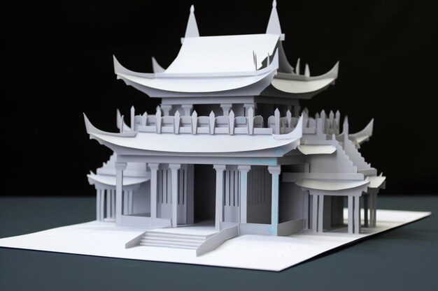 3D model of temple paper art