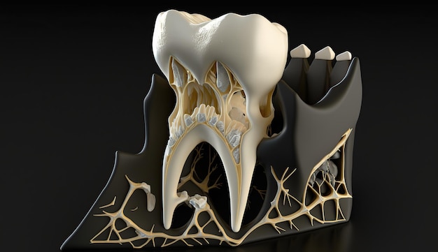 複雑なディテールを備えた歯の 3D モデル 生成 AI