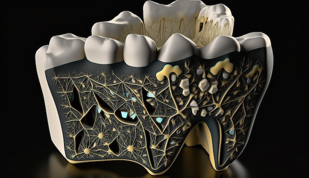 3D model of a tooth with intricate details Generative AI