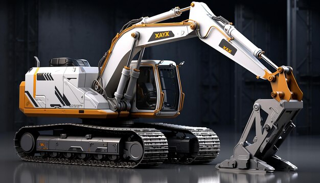 Photo 3d model toy x art excavator in the style of yuumei largescale muralist