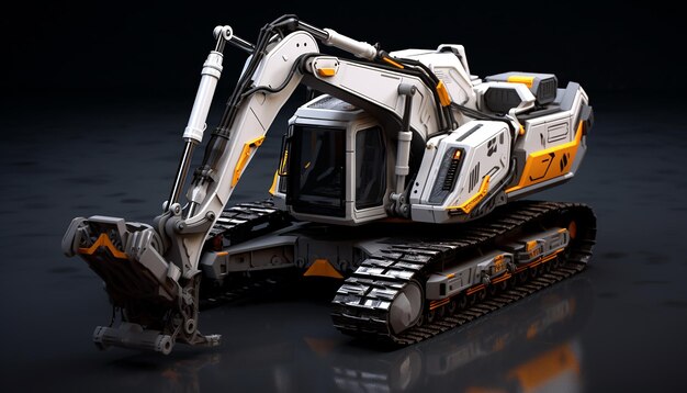 Photo 3d model toy x art excavator in the style of yuumei largescale muralist