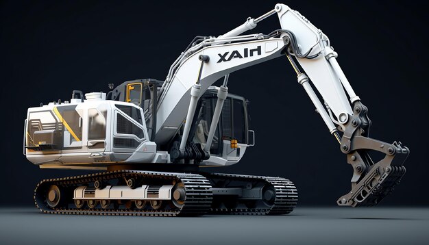 Photo 3d model toy x art excavator in the style of yuumei largescale muralist