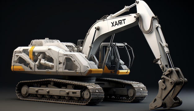 Photo 3d model toy x art excavator in the style of yuumei largescale muralist