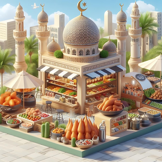 3D-model van de keuken van het Midden-Oosten vers fruitwinkel