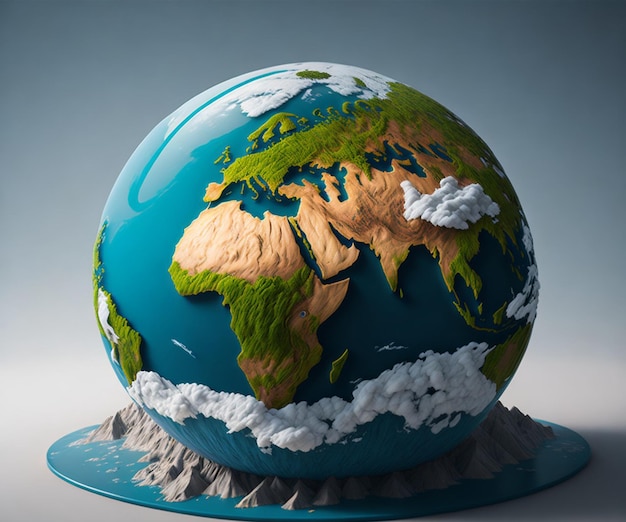 3D-model van een planeet met de wereld