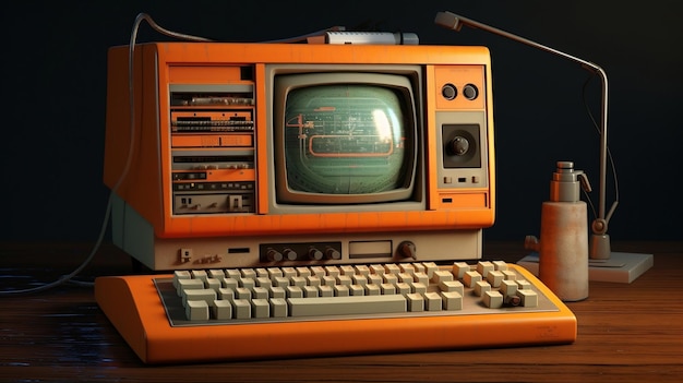 3D-model van een retro computer-Ai