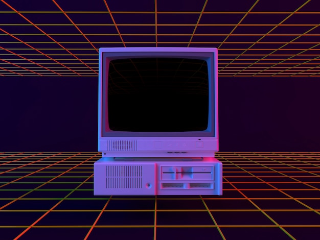 3D-model van een retro-computer