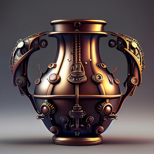 3D-model van gouden vaas geïsoleerd met witte achtergrond