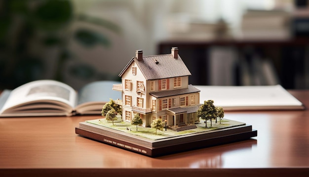 3D-model van huis op tafel onroerend goed concept