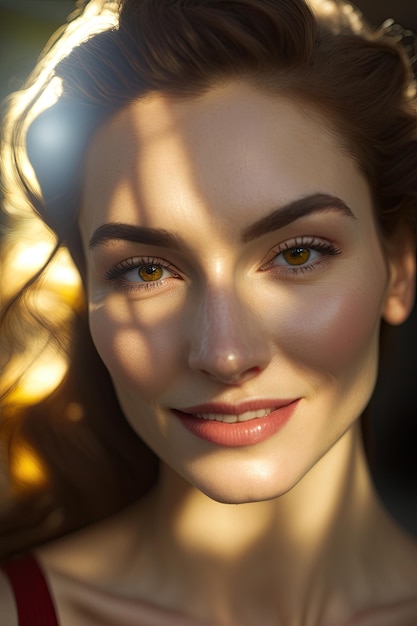 A 3d model of a woman with brown eyes