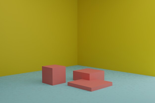 3d modeling empty platforms for cosmetic product presentation in calm pastel colors