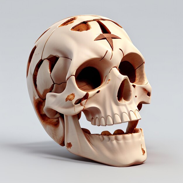 3D Modeling of a scary white skull statue 4