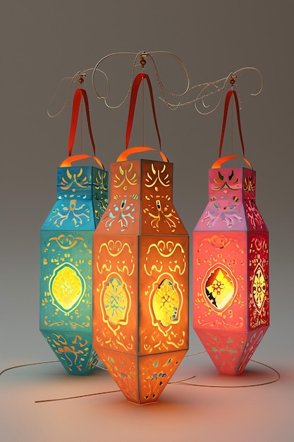 Photo 3d models of elegant holi lanterns