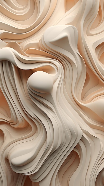 3D modern abstract beige background consisting of layers and drops of beige colour