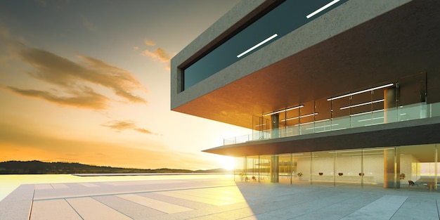 3d modern architecture with a pool